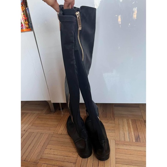 ALDO WOMEN'S BLACK LEATHER & STRETCH FABRIC KNEE HIGH BOOTS SIZE 8.5 - Picture 3 of 7